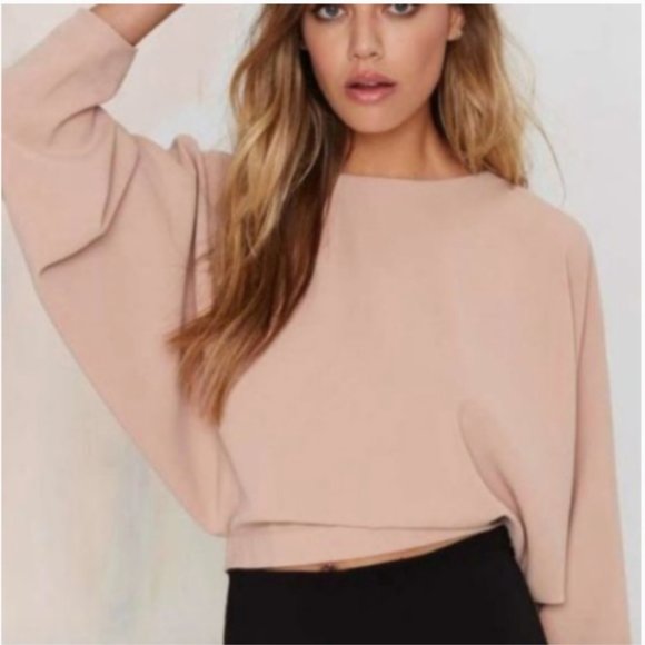 Nasty Gal Tops - Nasty Gal Open Back Blush Long Sleeve Blouse Sz S
